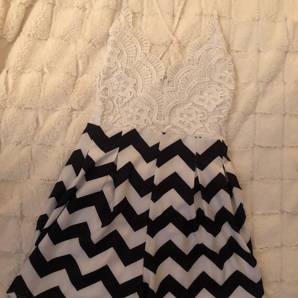 Black and white stripped romper
